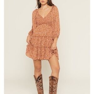 Rust Floral Mini Dress NWT